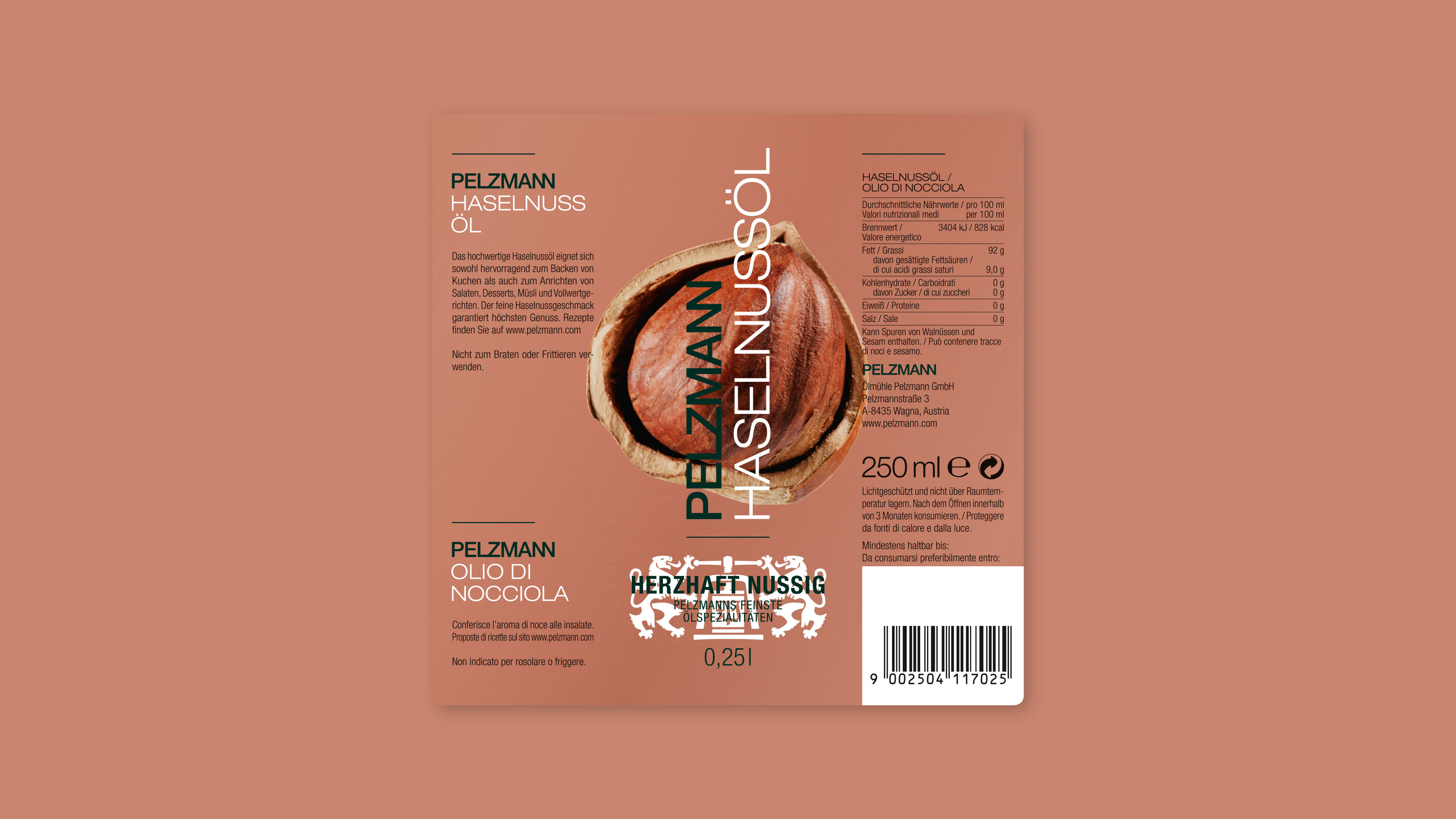 Pelzmann Haselnussöl Etikett