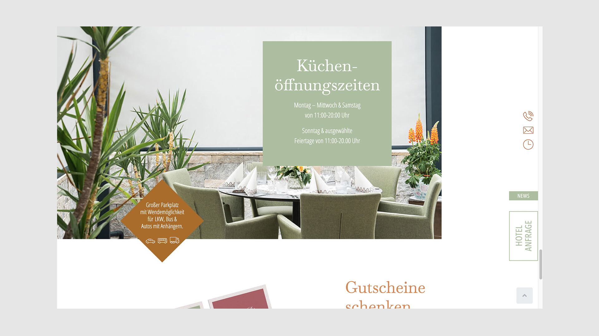 Gollner Website Referenz Küchenöffnungszeiten